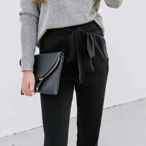 Vici Pants - VICI CONFIDENTIAL POCKETED TIE
TROUSERS - BLACK